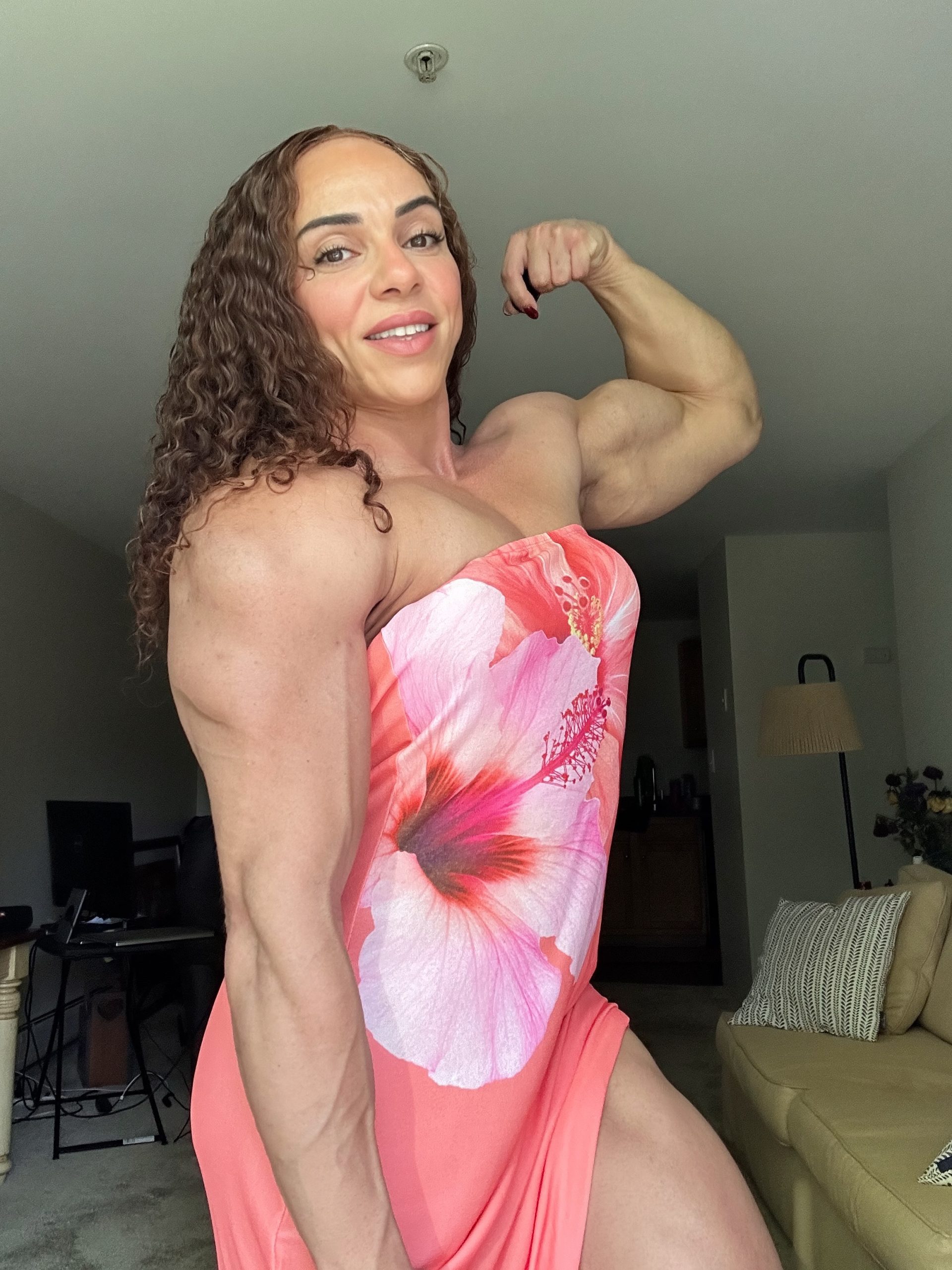Sabine Curly Fit Queen muscle worship session San Diego — girlswithmuscle girls with muscles female bodybuilder